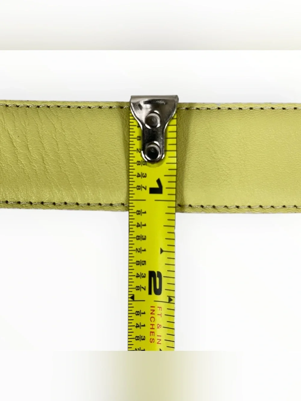 Talbots NWT Genuine Leather Belt Small Chartreuse Gold Buckle Made in Italy